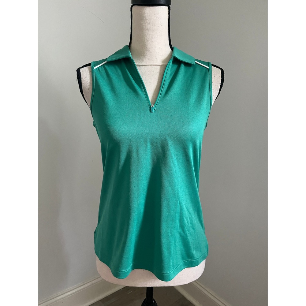 Green Sleeveless Golf Polo XS Quarter Zip Sporty Active Pickleball Tennis Prep
